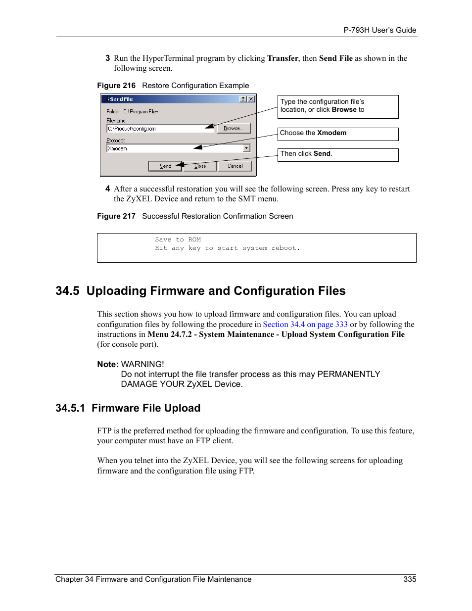 5 uploading firmware and configuration files, 1 firmware file upload | ZyXEL Communications G.SHDSL.bis 4-port Security Gateway P-793H User Manual | Page 335 / 432