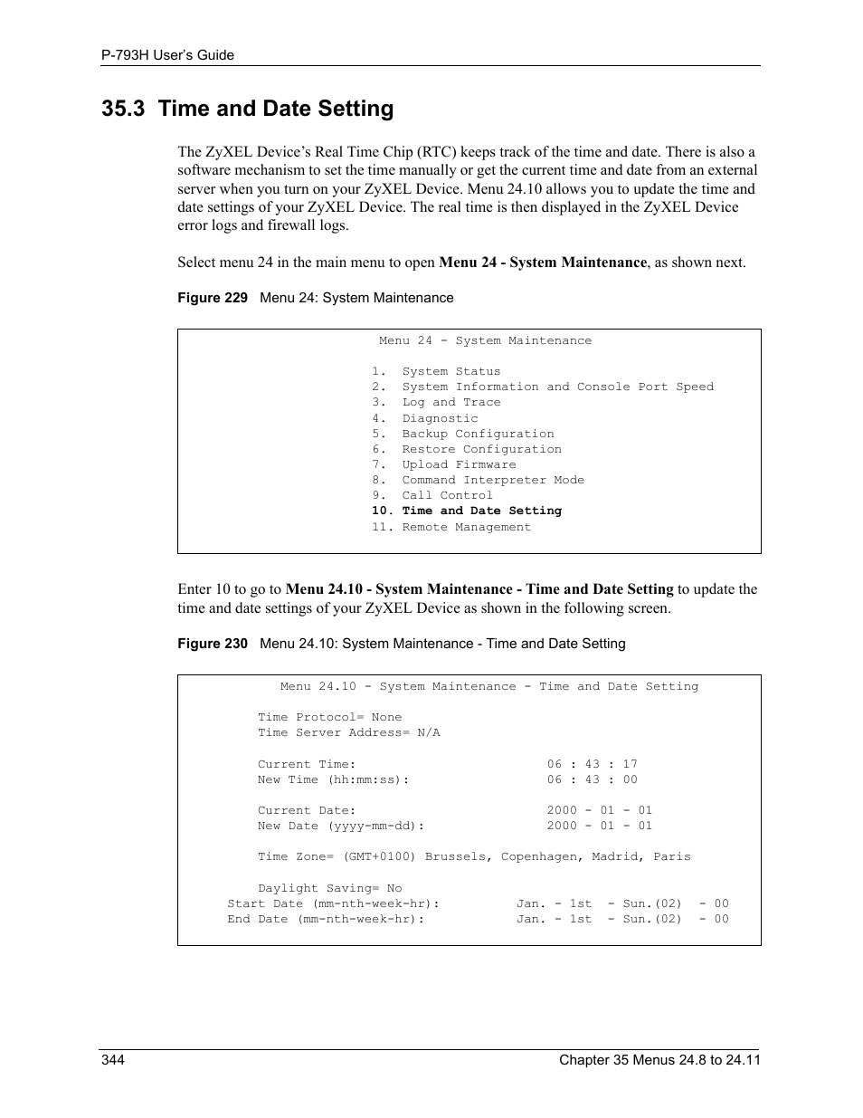 3 time and date setting | ZyXEL Communications G.SHDSL.bis 4-port Security Gateway P-793H User Manual | Page 344 / 432