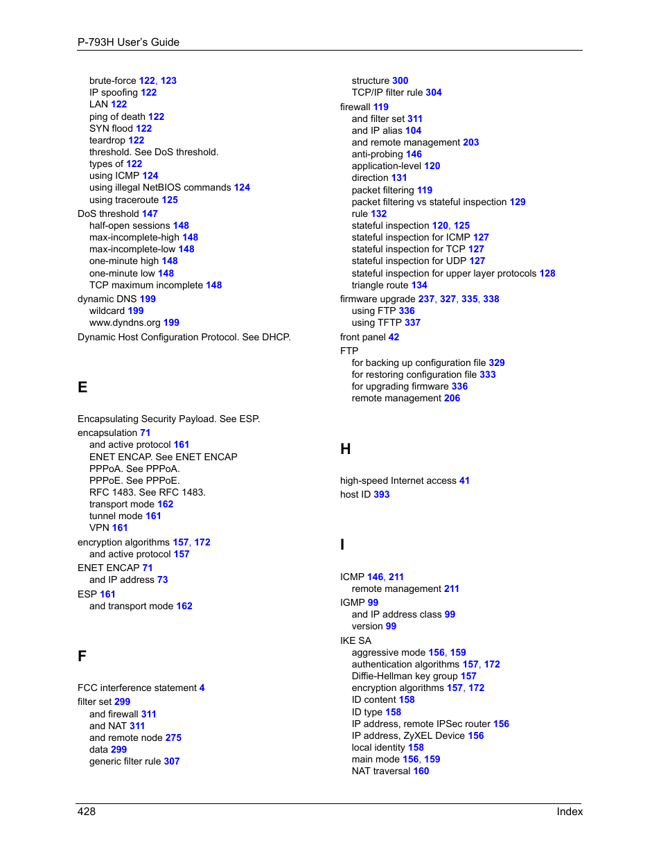 ZyXEL Communications G.SHDSL.bis 4-port Security Gateway P-793H User Manual | Page 428 / 432