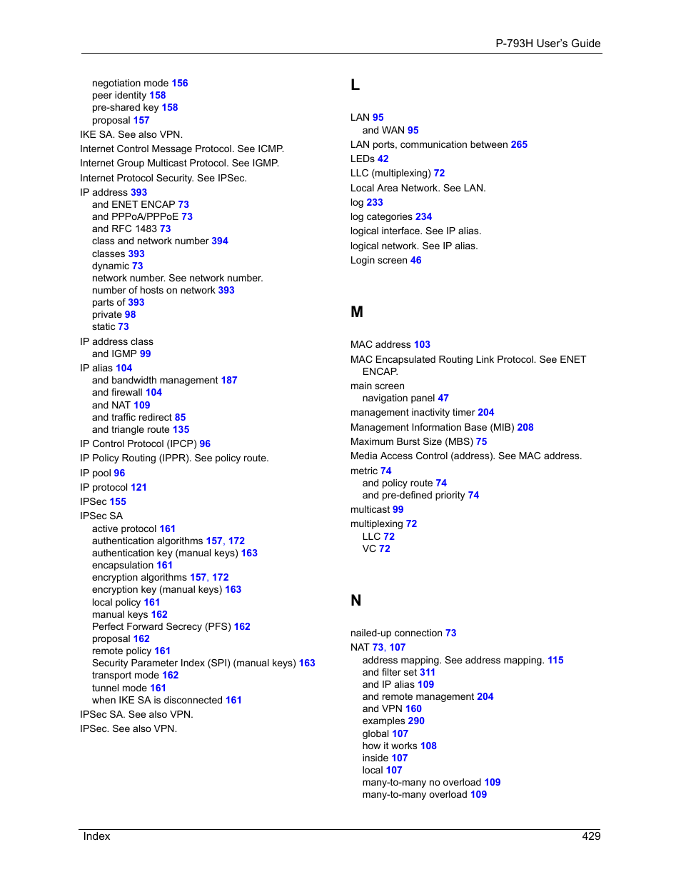 ZyXEL Communications G.SHDSL.bis 4-port Security Gateway P-793H User Manual | Page 429 / 432
