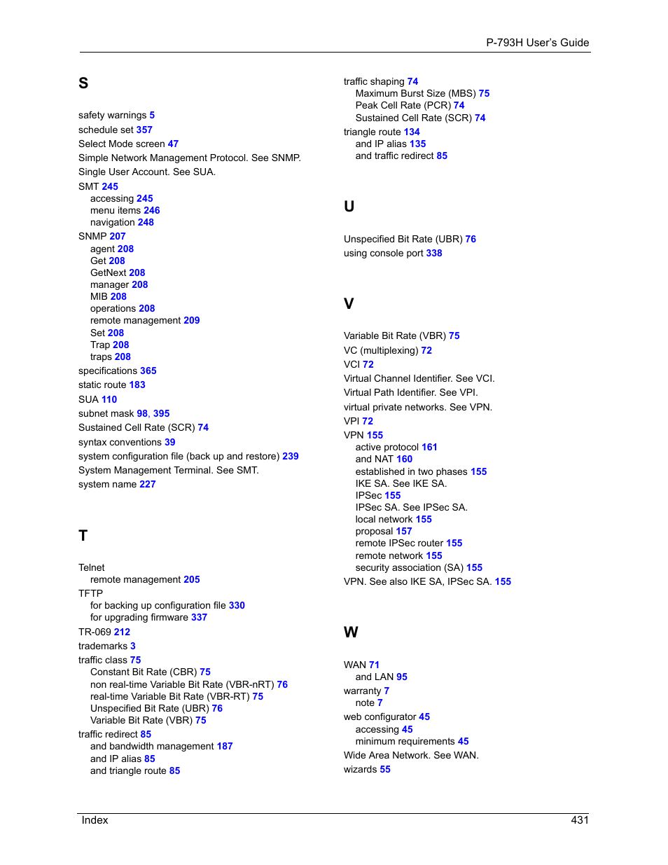 ZyXEL Communications G.SHDSL.bis 4-port Security Gateway P-793H User Manual | Page 431 / 432