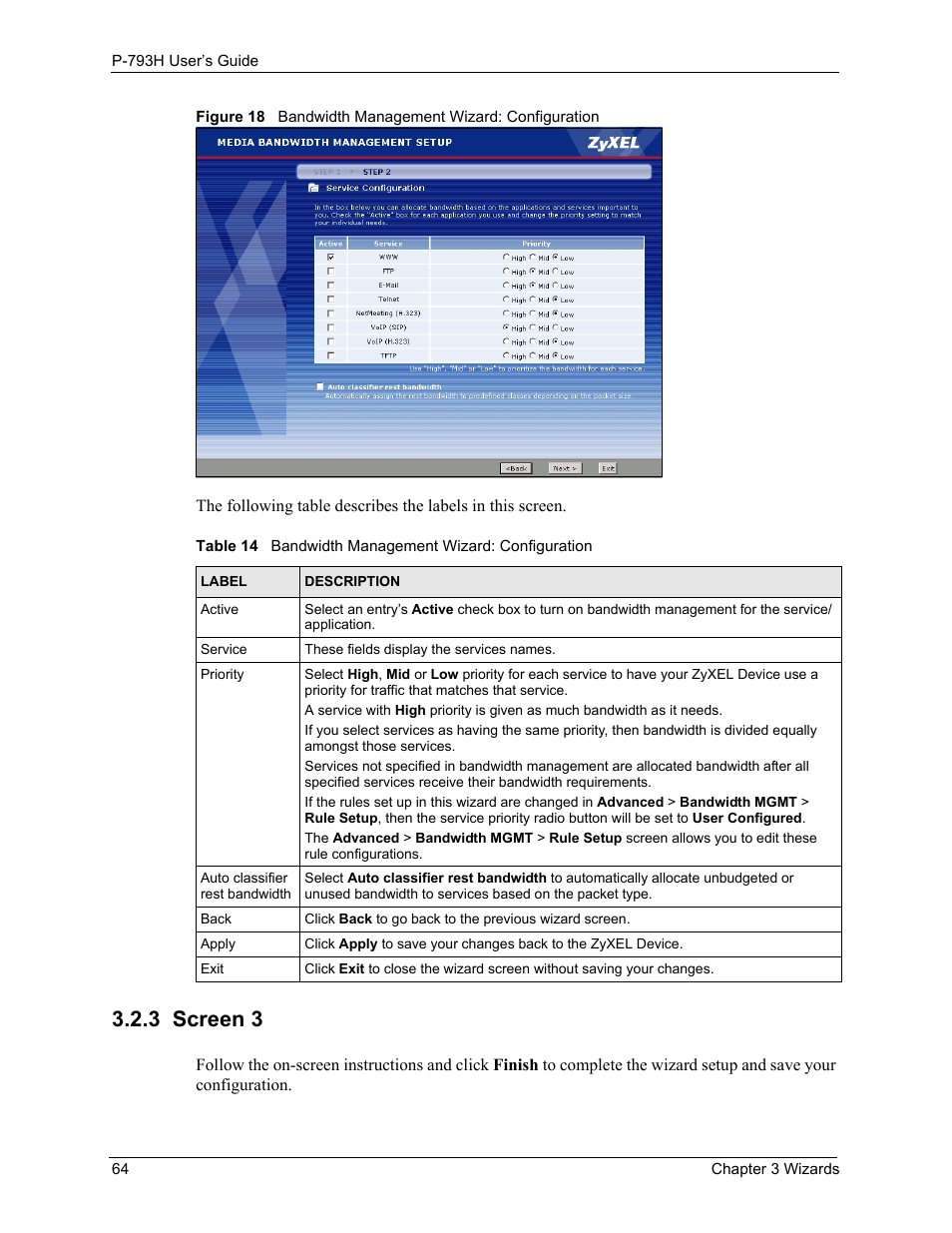 3 screen 3 | ZyXEL Communications G.SHDSL.bis 4-port Security Gateway P-793H User Manual | Page 64 / 432