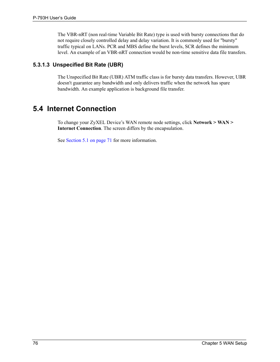 3 unspecified bit rate (ubr), 4 internet connection | ZyXEL Communications G.SHDSL.bis 4-port Security Gateway P-793H User Manual | Page 76 / 432