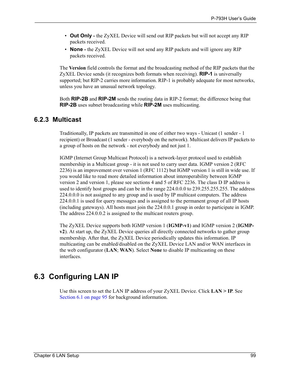 3 multicast, 3 configuring lan ip | ZyXEL Communications G.SHDSL.bis 4-port Security Gateway P-793H User Manual | Page 99 / 432