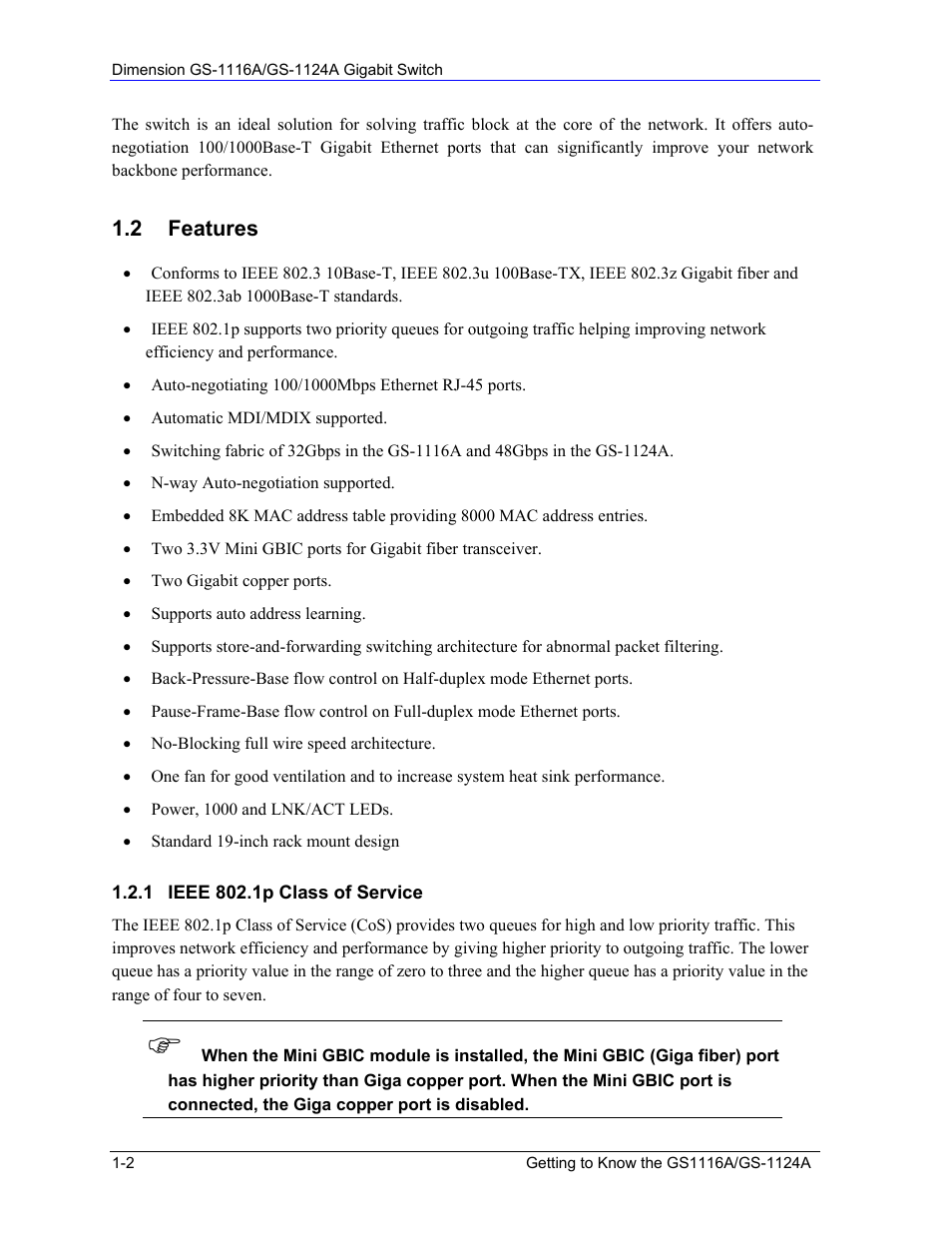 ZyXEL Communications GS-1124A User Manual | Page 12 / 30