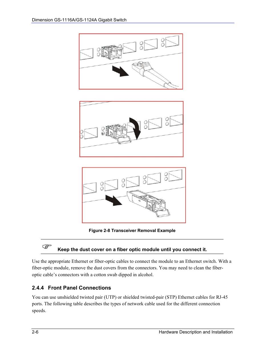 ZyXEL Communications GS-1124A User Manual | Page 22 / 30