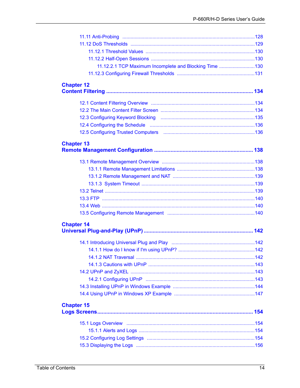 ZyXEL Communications P-660H-D Series User Manual | Page 15 / 421