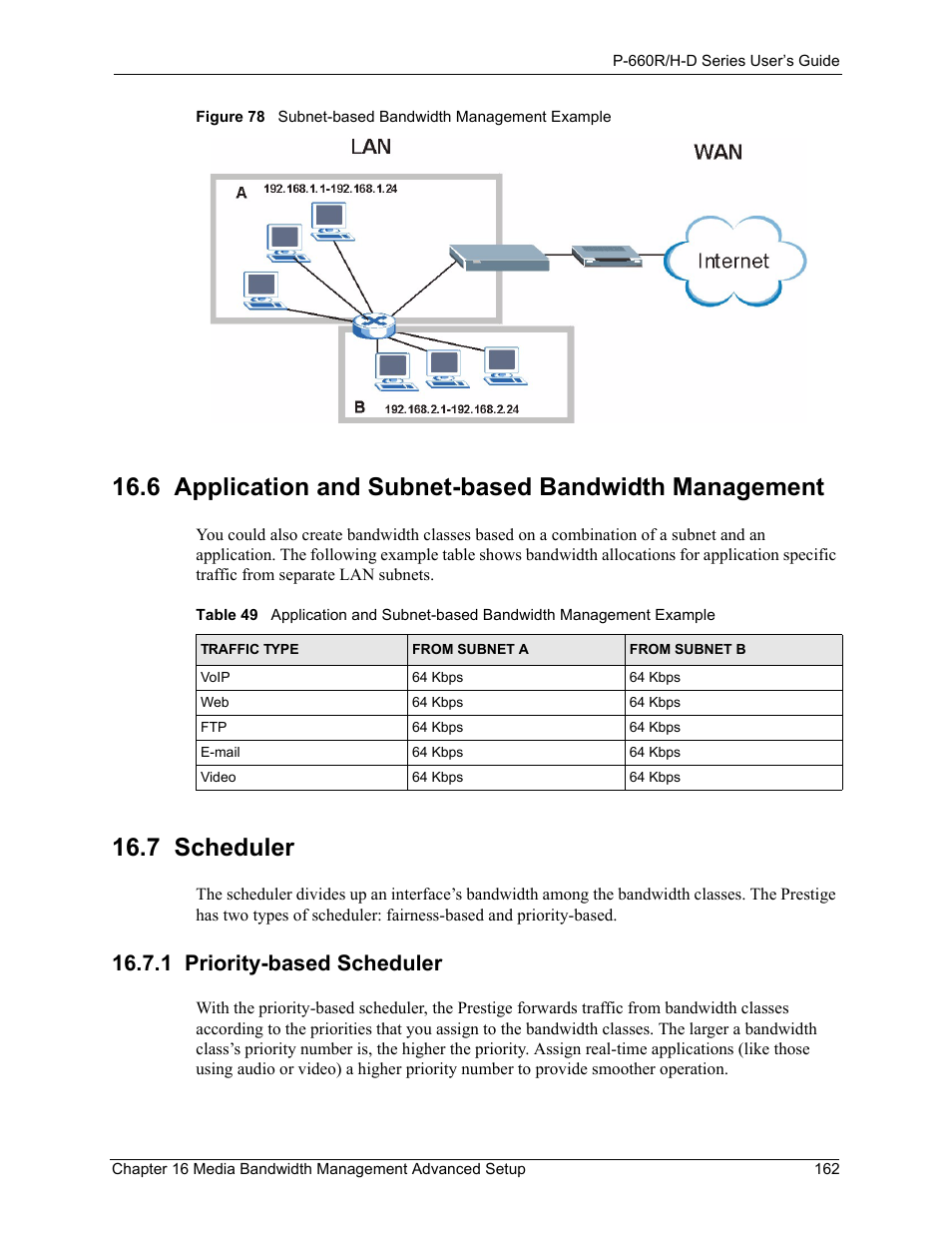 7 scheduler, 1 priority-based scheduler | ZyXEL Communications P-660H-D Series User Manual | Page 163 / 421
