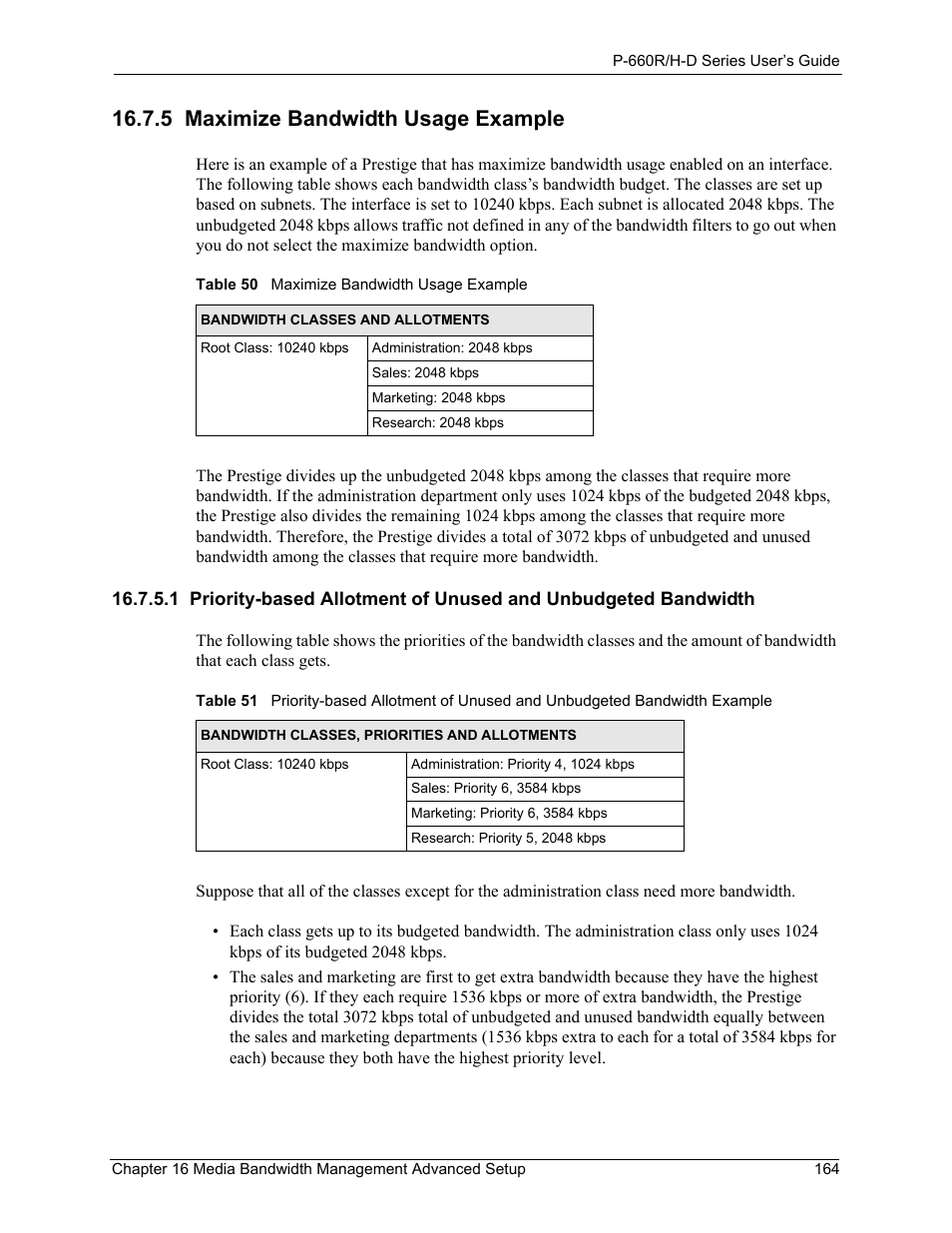 5 maximize bandwidth usage example | ZyXEL Communications P-660H-D Series User Manual | Page 165 / 421