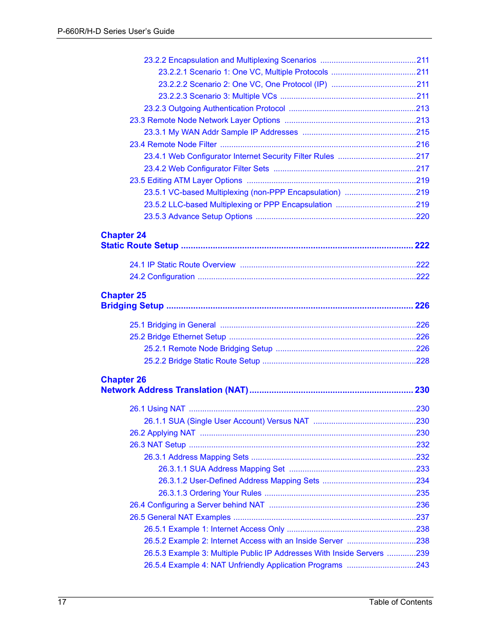 ZyXEL Communications P-660H-D Series User Manual | Page 18 / 421