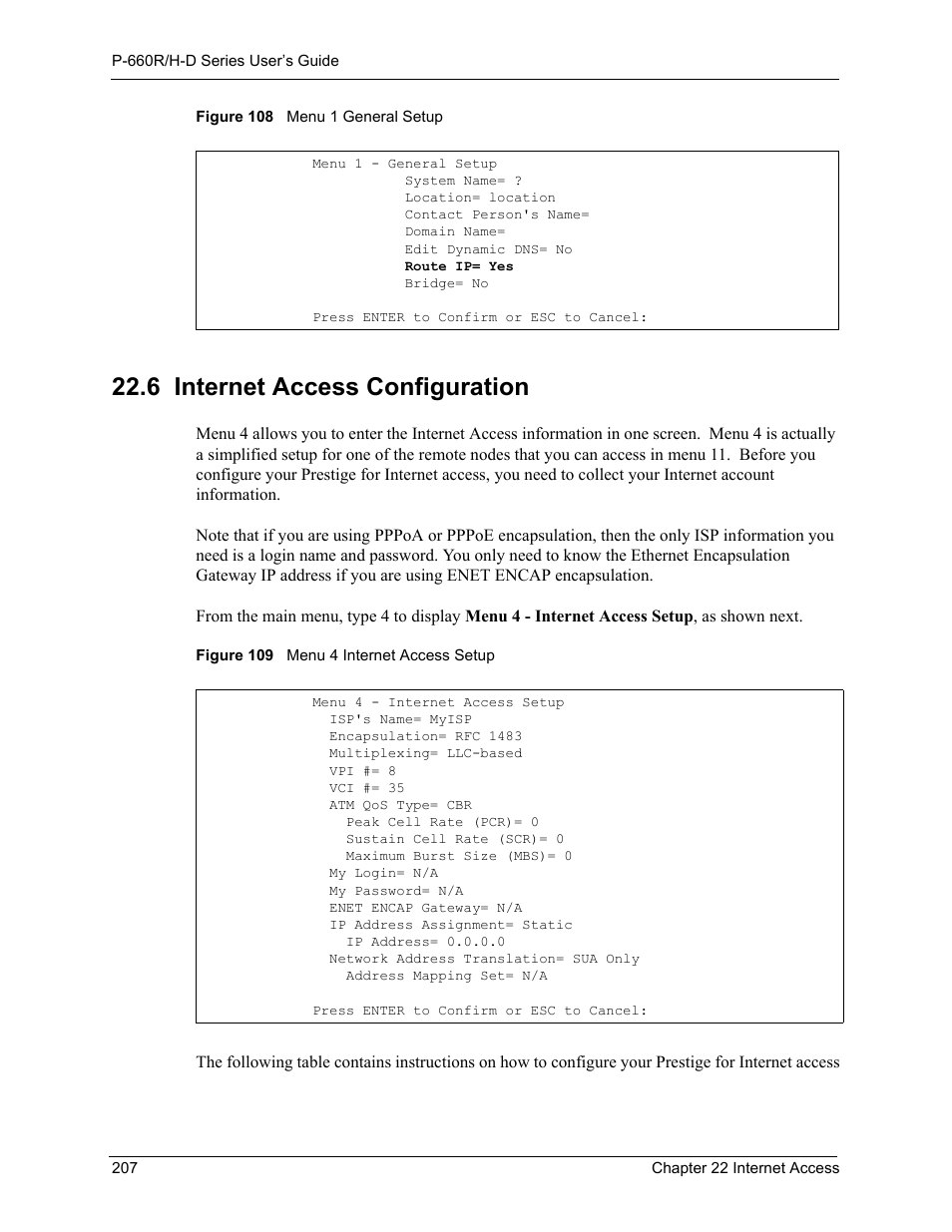 6 internet access configuration | ZyXEL Communications P-660H-D Series User Manual | Page 208 / 421