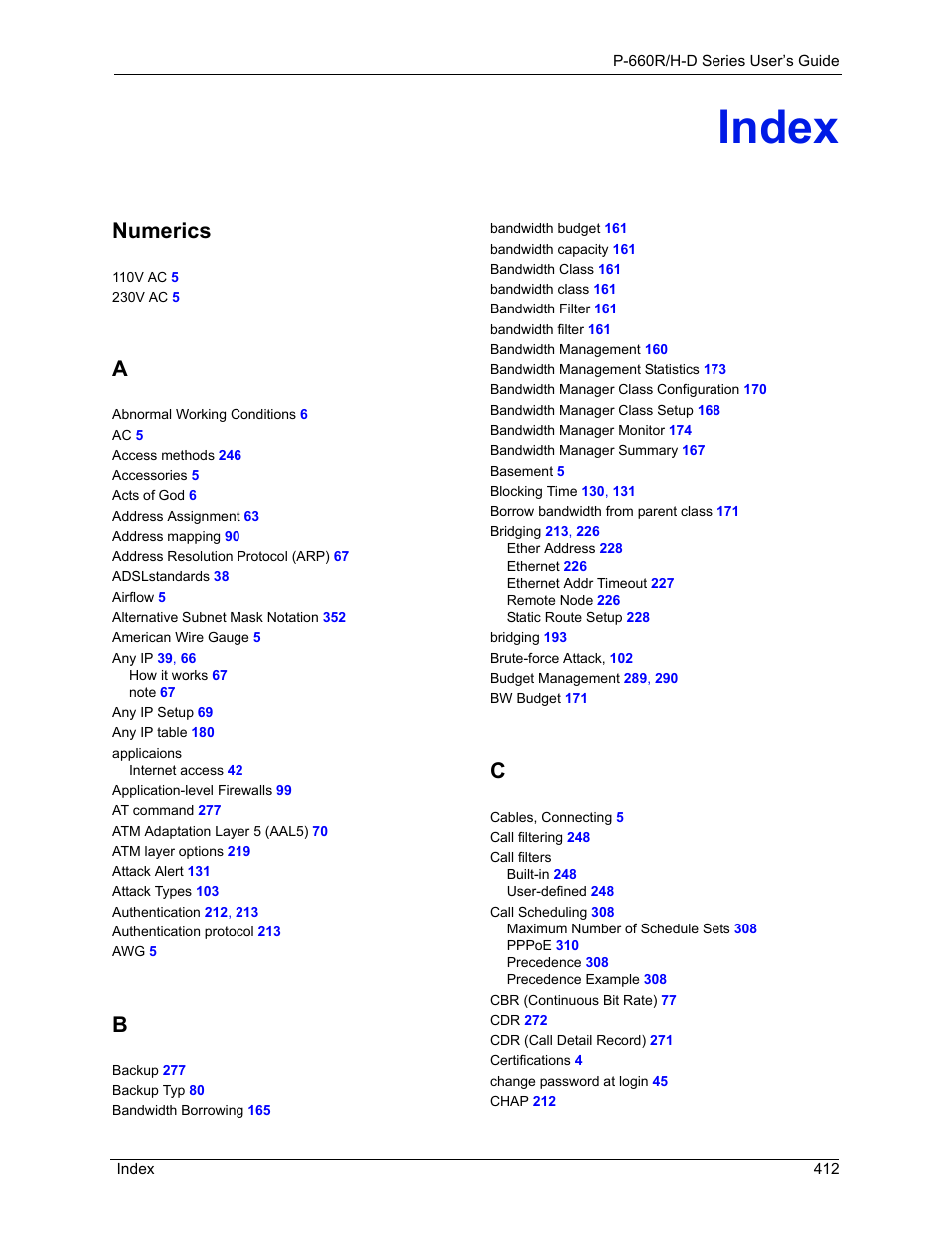 Index, Numerics | ZyXEL Communications P-660H-D Series User Manual | Page 413 / 421