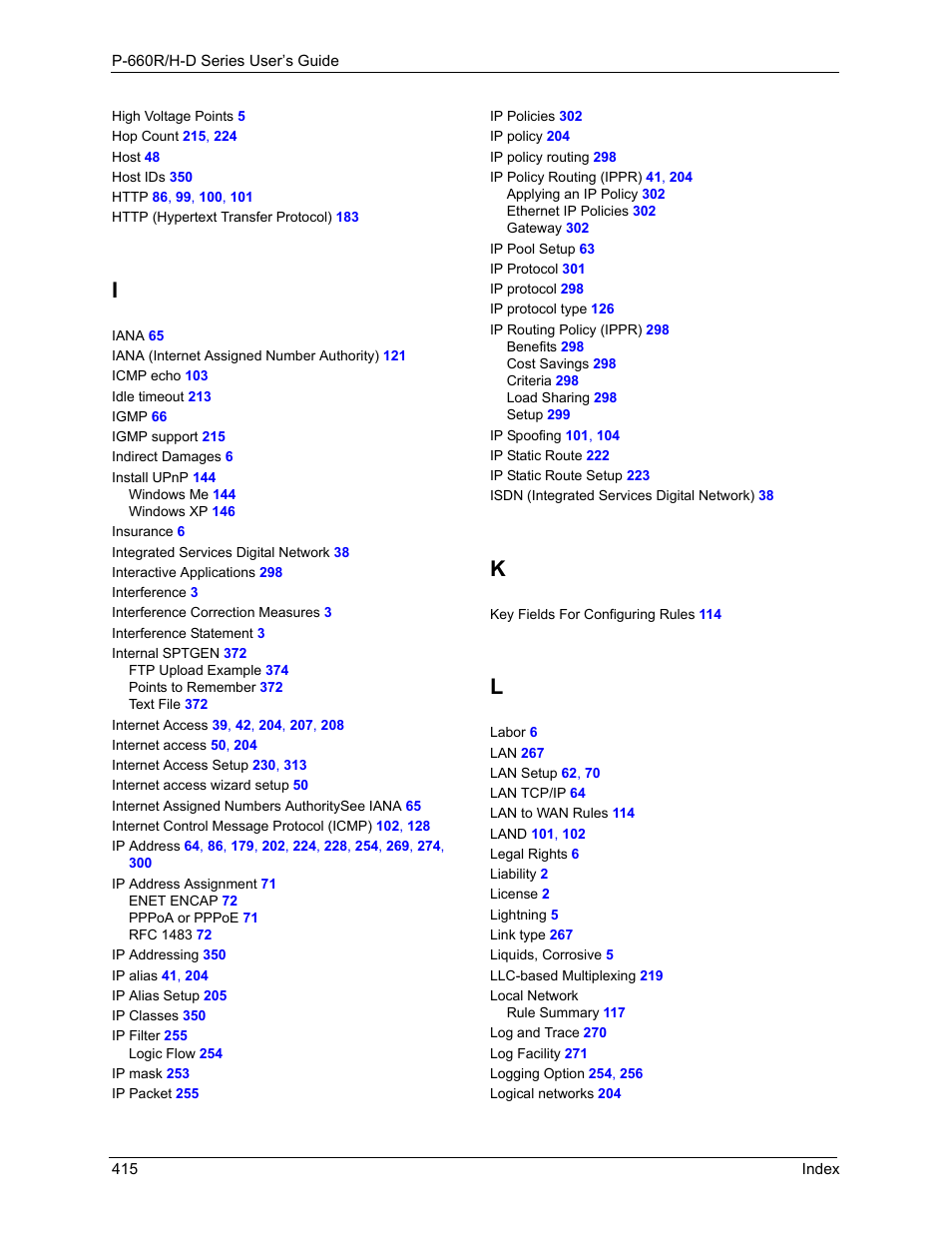 ZyXEL Communications P-660H-D Series User Manual | Page 416 / 421