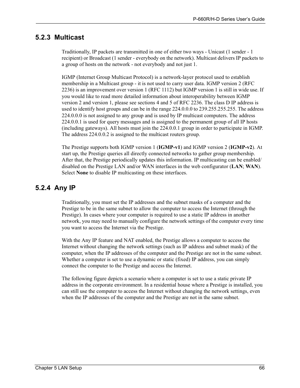 3 multicast, 4 any ip, 3 multicast 5.2.4 any ip | ZyXEL Communications P-660H-D Series User Manual | Page 67 / 421