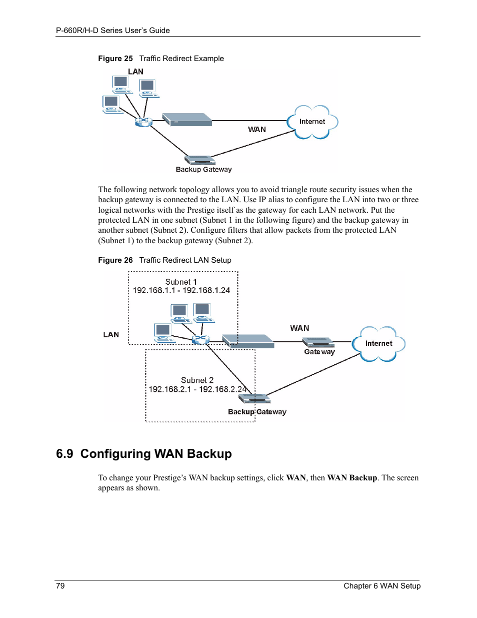 9 configuring wan backup | ZyXEL Communications P-660H-D Series User Manual | Page 80 / 421
