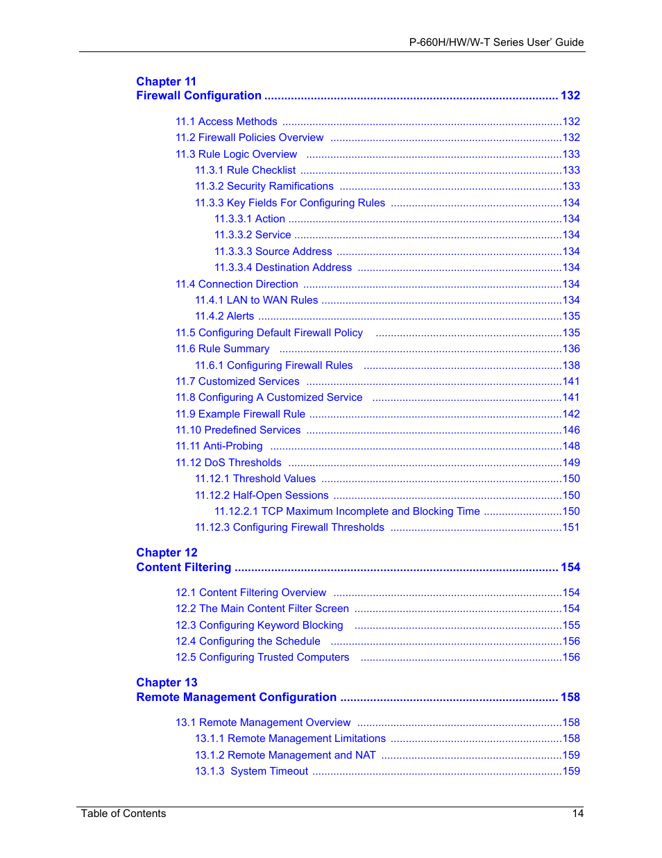 ZyXEL Communications ADSL 2+ Gateway P-660HW-T1 User Manual | Page 14 / 465