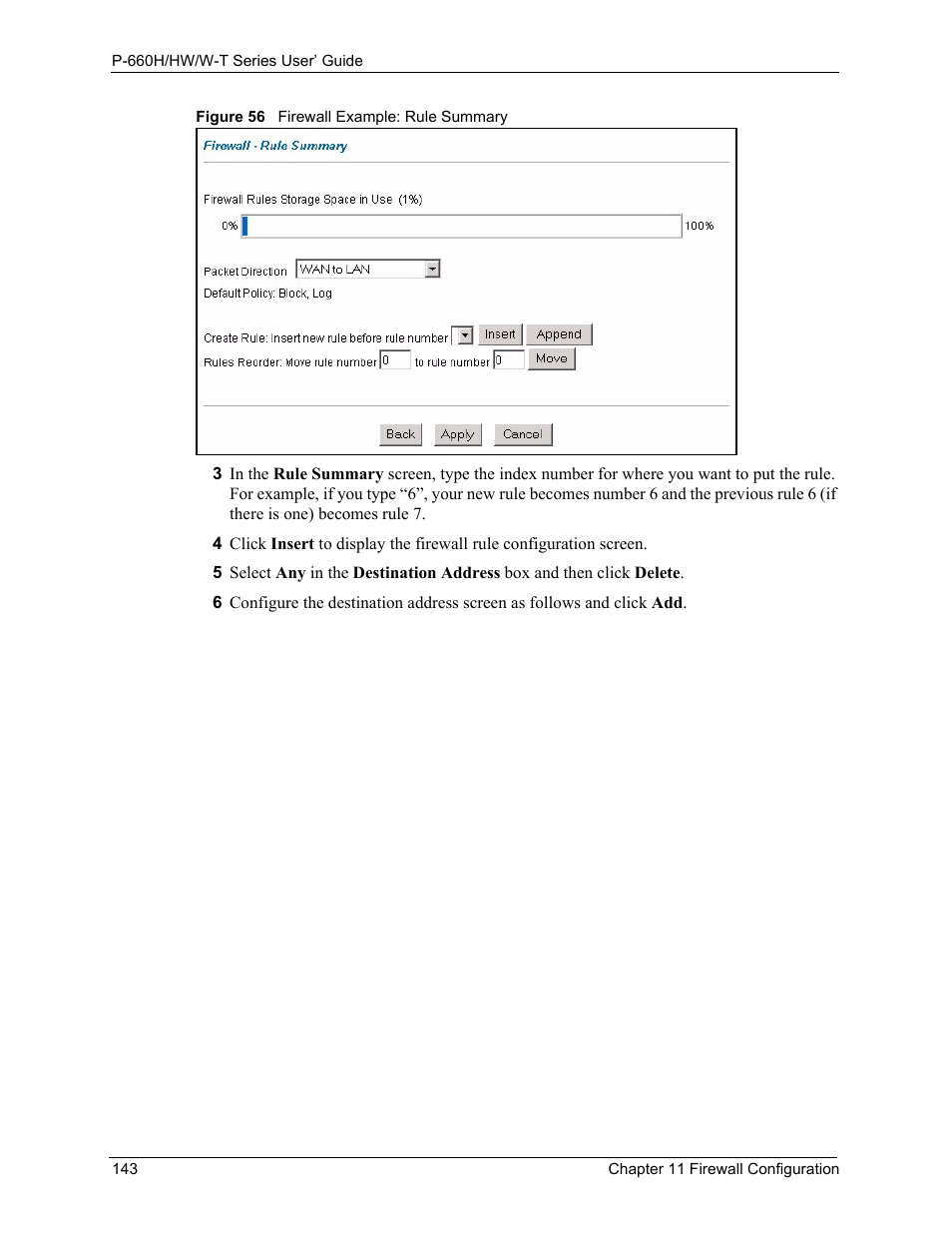 Figure 56 firewall example: rule summary | ZyXEL Communications ADSL 2+ Gateway P-660HW-T1 User Manual | Page 143 / 465