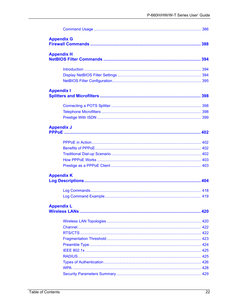 ZyXEL Communications ADSL 2+ Gateway P-660HW-T1 User Manual | Page 22 / 465