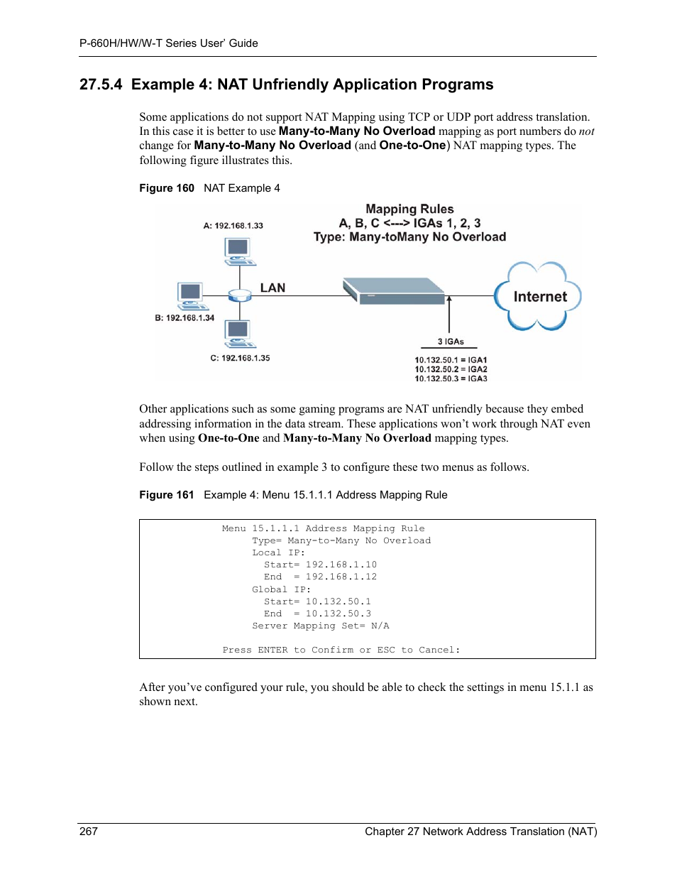 4 example 4: nat unfriendly application programs | ZyXEL Communications ADSL 2+ Gateway P-660HW-T1 User Manual | Page 267 / 465