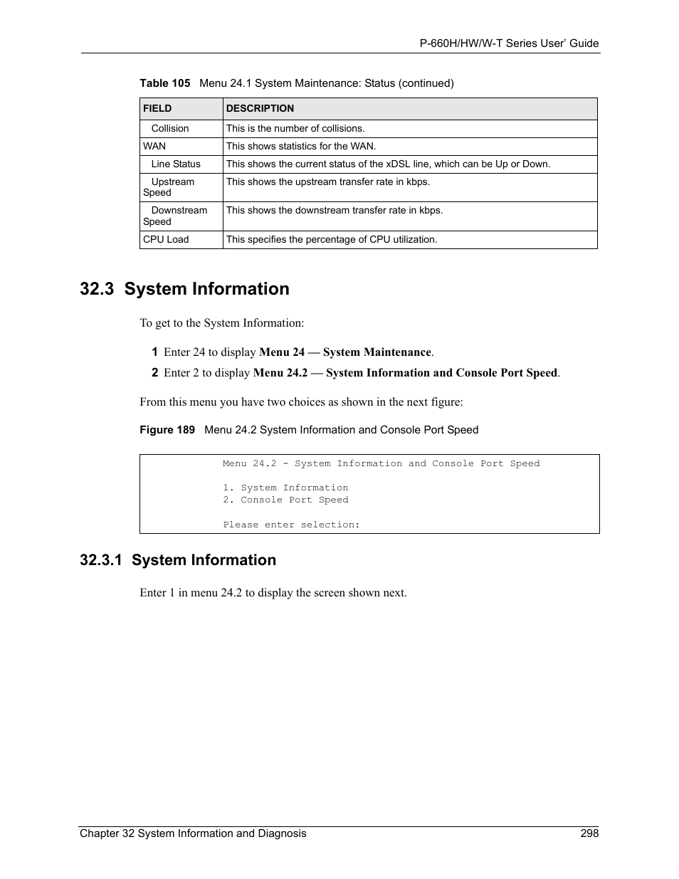 3 system information, 1 system information | ZyXEL Communications ADSL 2+ Gateway P-660HW-T1 User Manual | Page 298 / 465