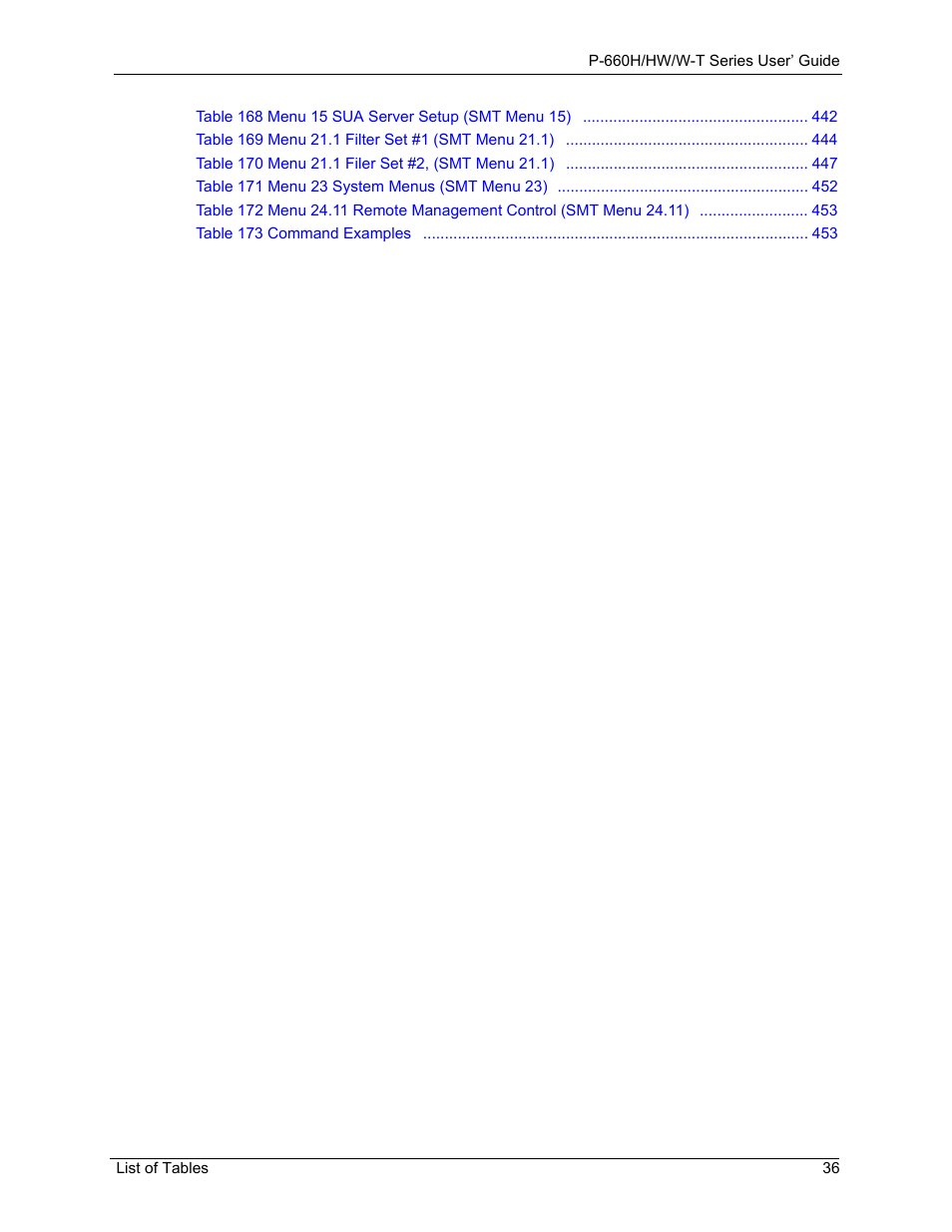 ZyXEL Communications ADSL 2+ Gateway P-660HW-T1 User Manual | Page 36 / 465