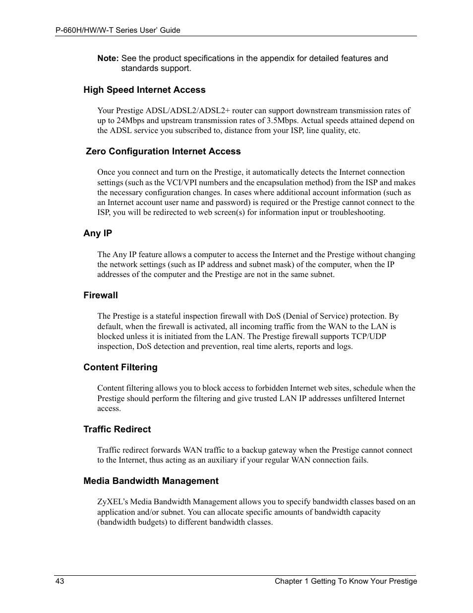 ZyXEL Communications ADSL 2+ Gateway P-660HW-T1 User Manual | Page 43 / 465