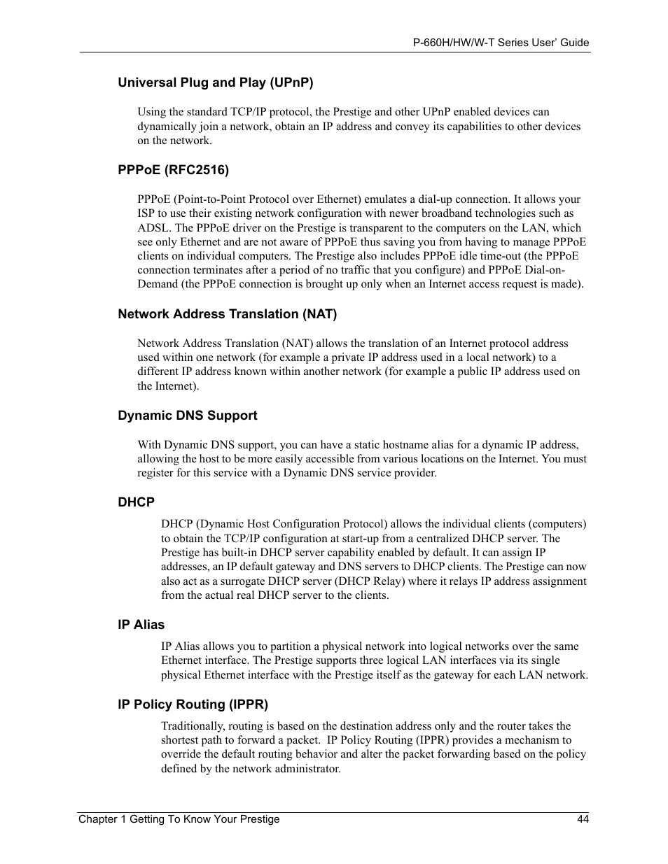 ZyXEL Communications ADSL 2+ Gateway P-660HW-T1 User Manual | Page 44 / 465