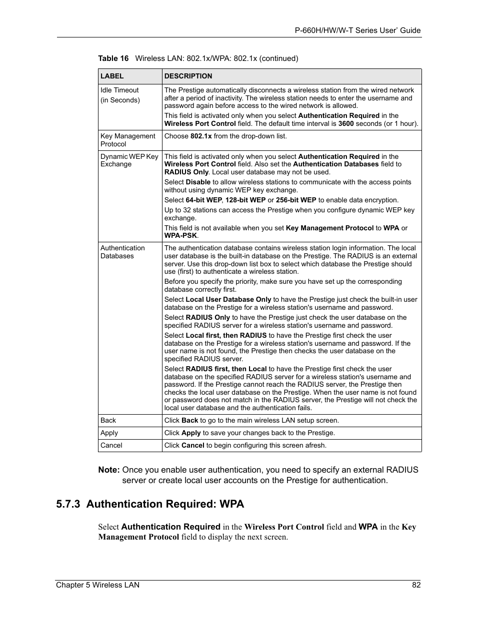 3 authentication required: wpa | ZyXEL Communications ADSL 2+ Gateway P-660HW-T1 User Manual | Page 82 / 465
