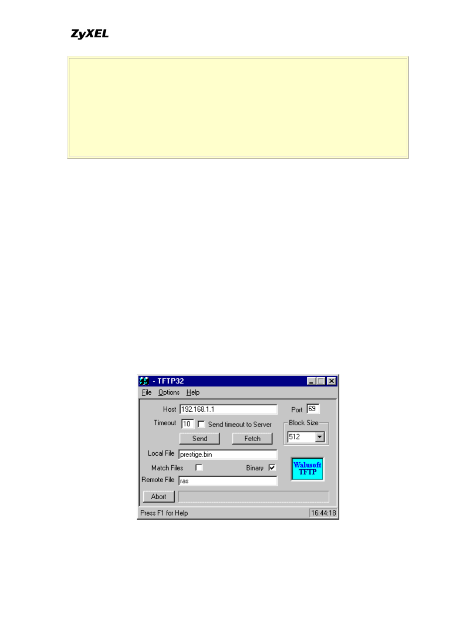 Using tftp to upload/download zynos via lan | ZyXEL Communications P-202 User Manual | Page 381 / 434