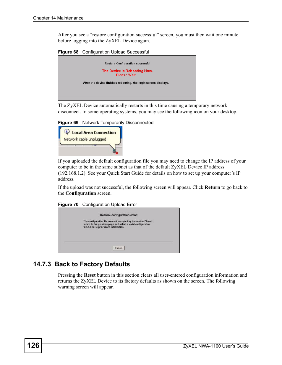 3 back to factory defaults | ZyXEL Communications 802.11b/g Wireless Access Point NWA-1100 User Manual | Page 126 / 206