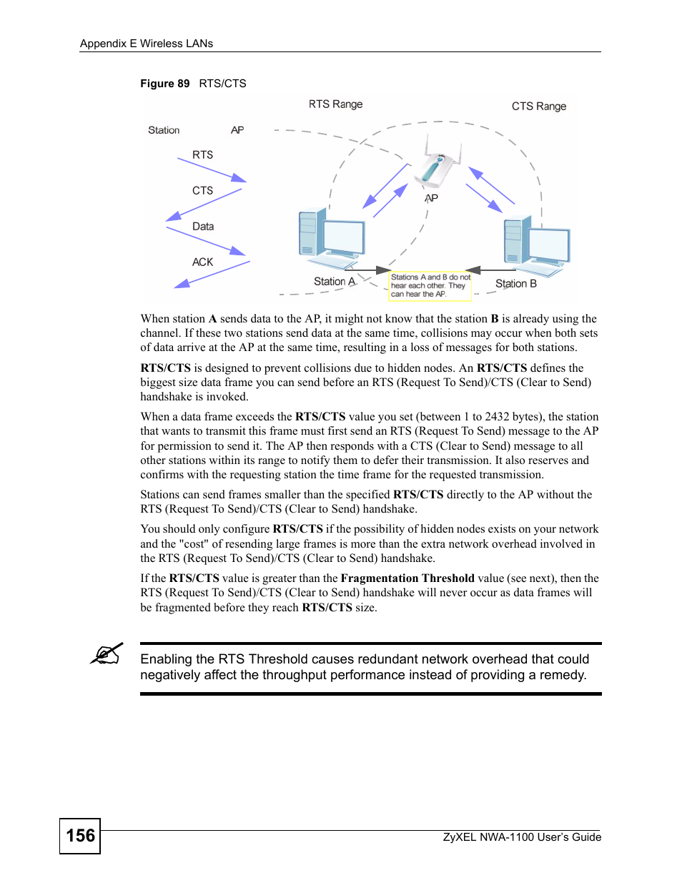 Figure 89 rts/cts | ZyXEL Communications 802.11b/g Wireless Access Point NWA-1100 User Manual | Page 156 / 206