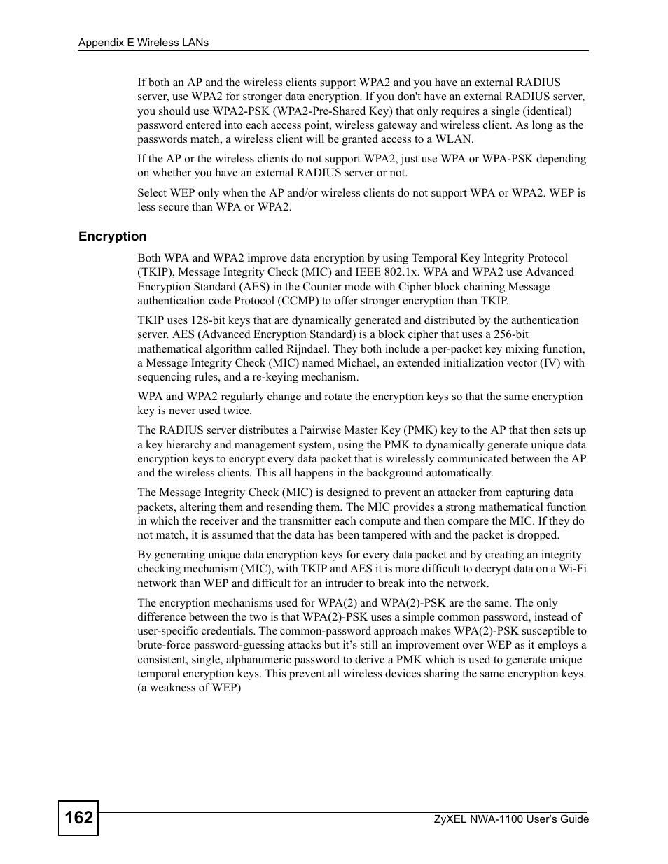 ZyXEL Communications 802.11b/g Wireless Access Point NWA-1100 User Manual | Page 162 / 206