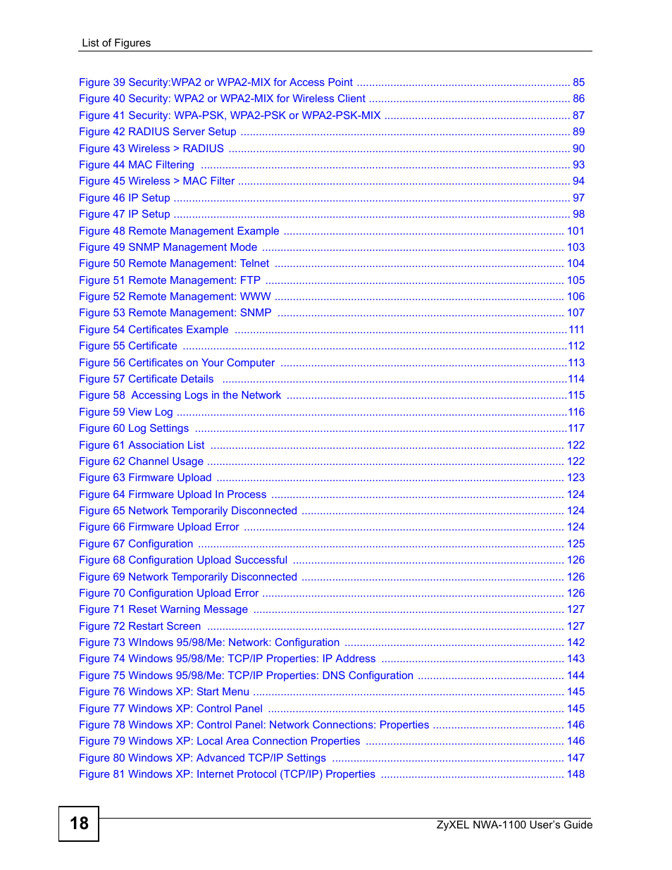 ZyXEL Communications 802.11b/g Wireless Access Point NWA-1100 User Manual | Page 18 / 206