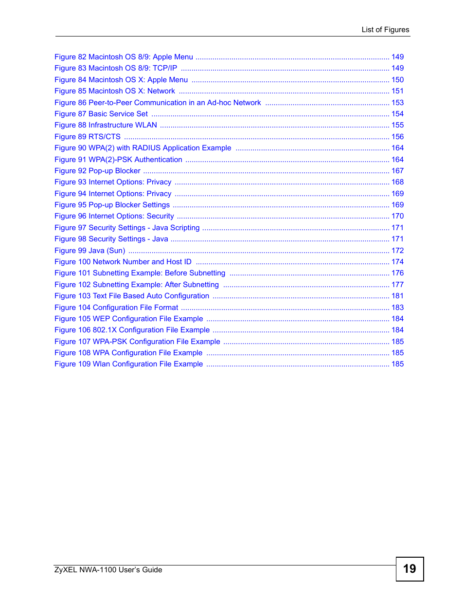 ZyXEL Communications 802.11b/g Wireless Access Point NWA-1100 User Manual | Page 19 / 206