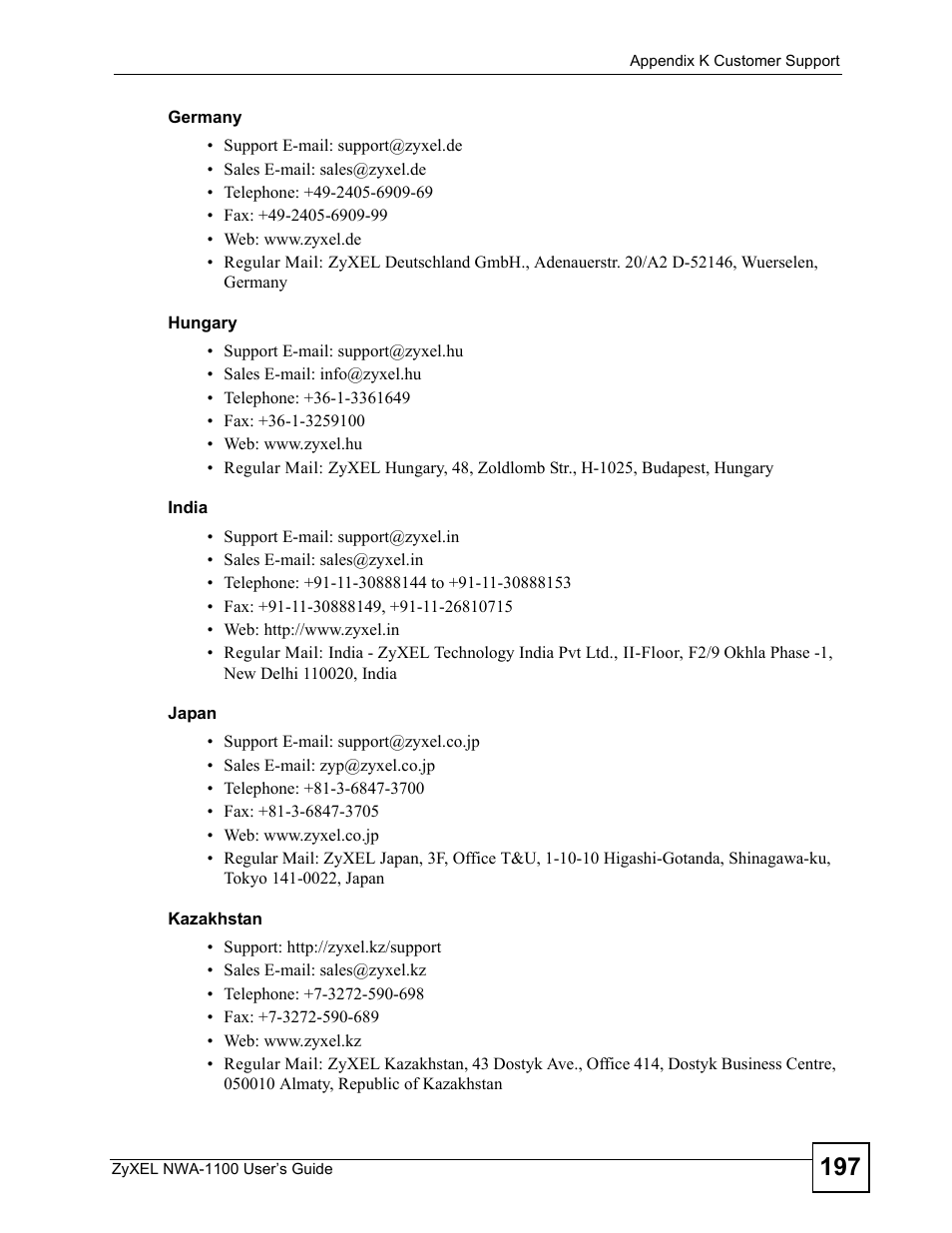 ZyXEL Communications 802.11b/g Wireless Access Point NWA-1100 User Manual | Page 197 / 206
