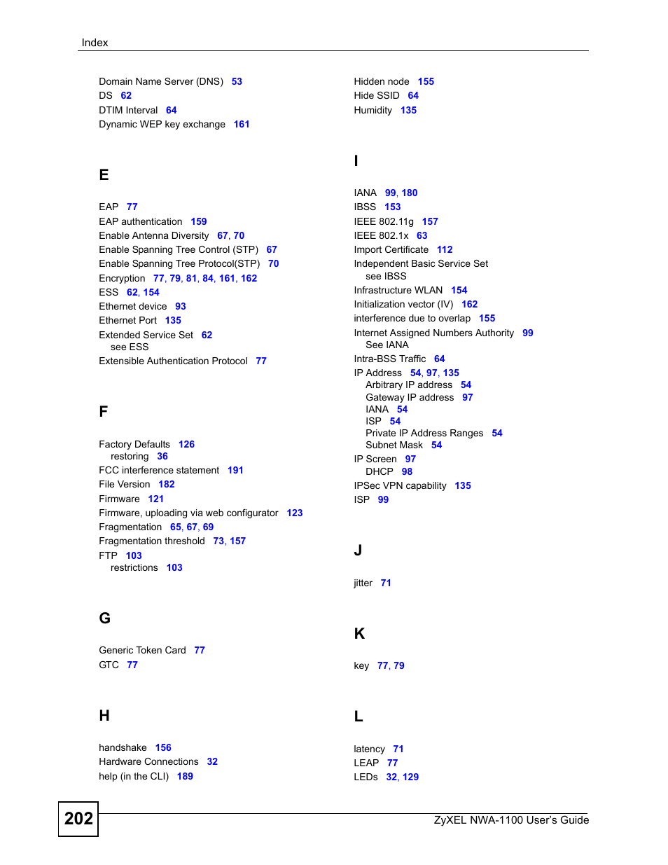 ZyXEL Communications 802.11b/g Wireless Access Point NWA-1100 User Manual | Page 202 / 206