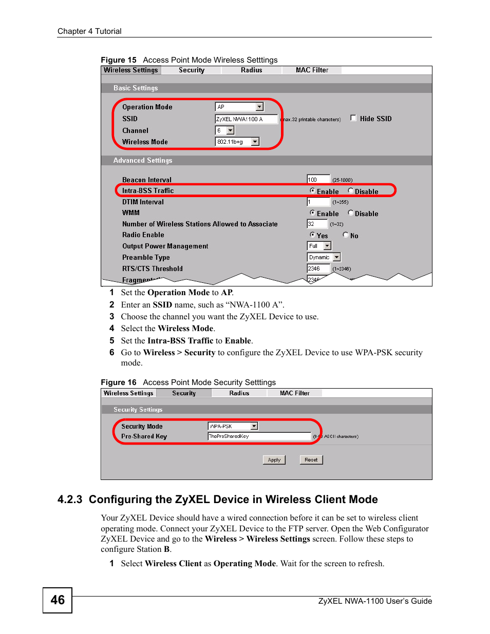 ZyXEL Communications 802.11b/g Wireless Access Point NWA-1100 User Manual | Page 46 / 206