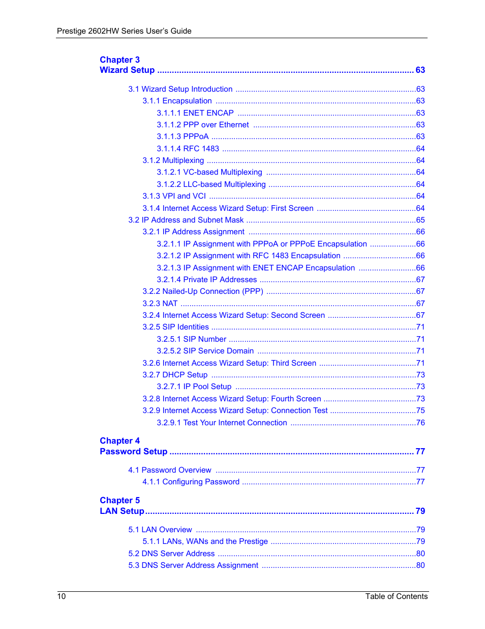 ZyXEL Communications ADSL VoIP IAD with 802.11g Wireless 2602HW Series User Manual | Page 10 / 519