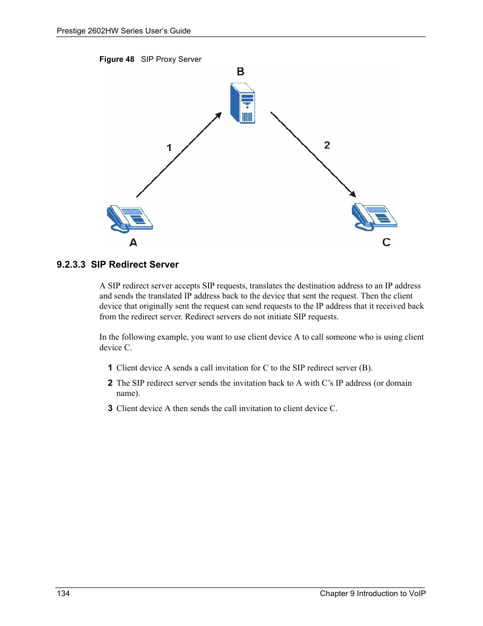 3 sip redirect server, Figure 48 sip proxy server | ZyXEL Communications ADSL VoIP IAD with 802.11g Wireless 2602HW Series User Manual | Page 134 / 519