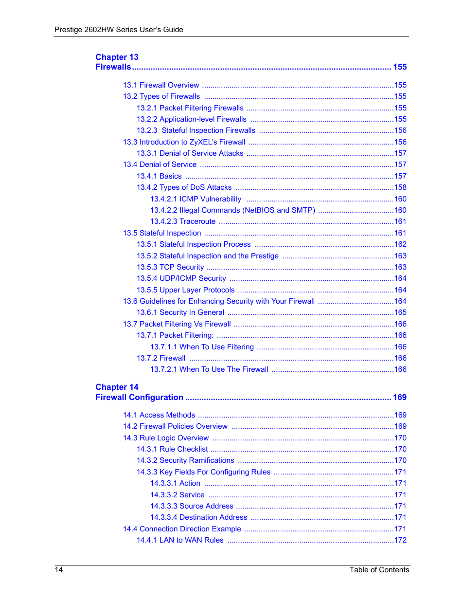 ZyXEL Communications ADSL VoIP IAD with 802.11g Wireless 2602HW Series User Manual | Page 14 / 519