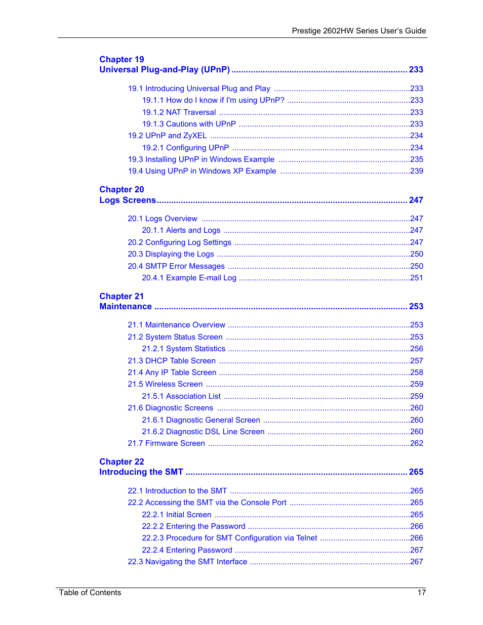 ZyXEL Communications ADSL VoIP IAD with 802.11g Wireless 2602HW Series User Manual | Page 17 / 519