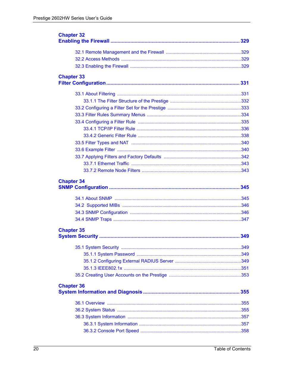 ZyXEL Communications ADSL VoIP IAD with 802.11g Wireless 2602HW Series User Manual | Page 20 / 519