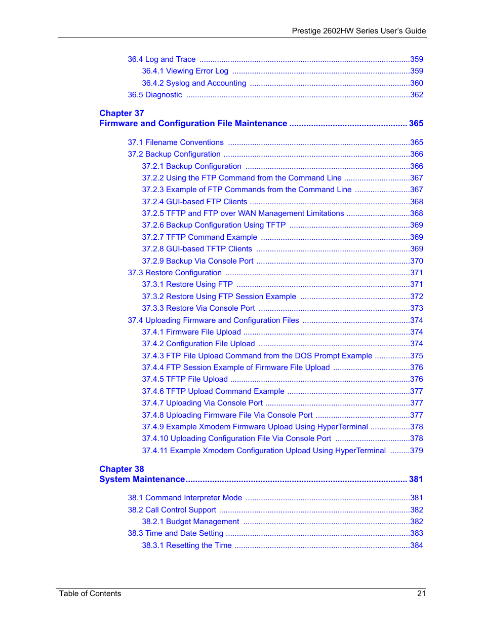 ZyXEL Communications ADSL VoIP IAD with 802.11g Wireless 2602HW Series User Manual | Page 21 / 519