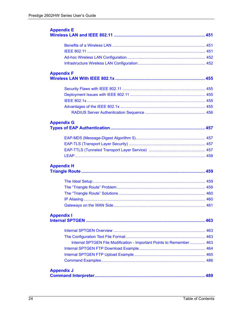 ZyXEL Communications ADSL VoIP IAD with 802.11g Wireless 2602HW Series User Manual | Page 24 / 519