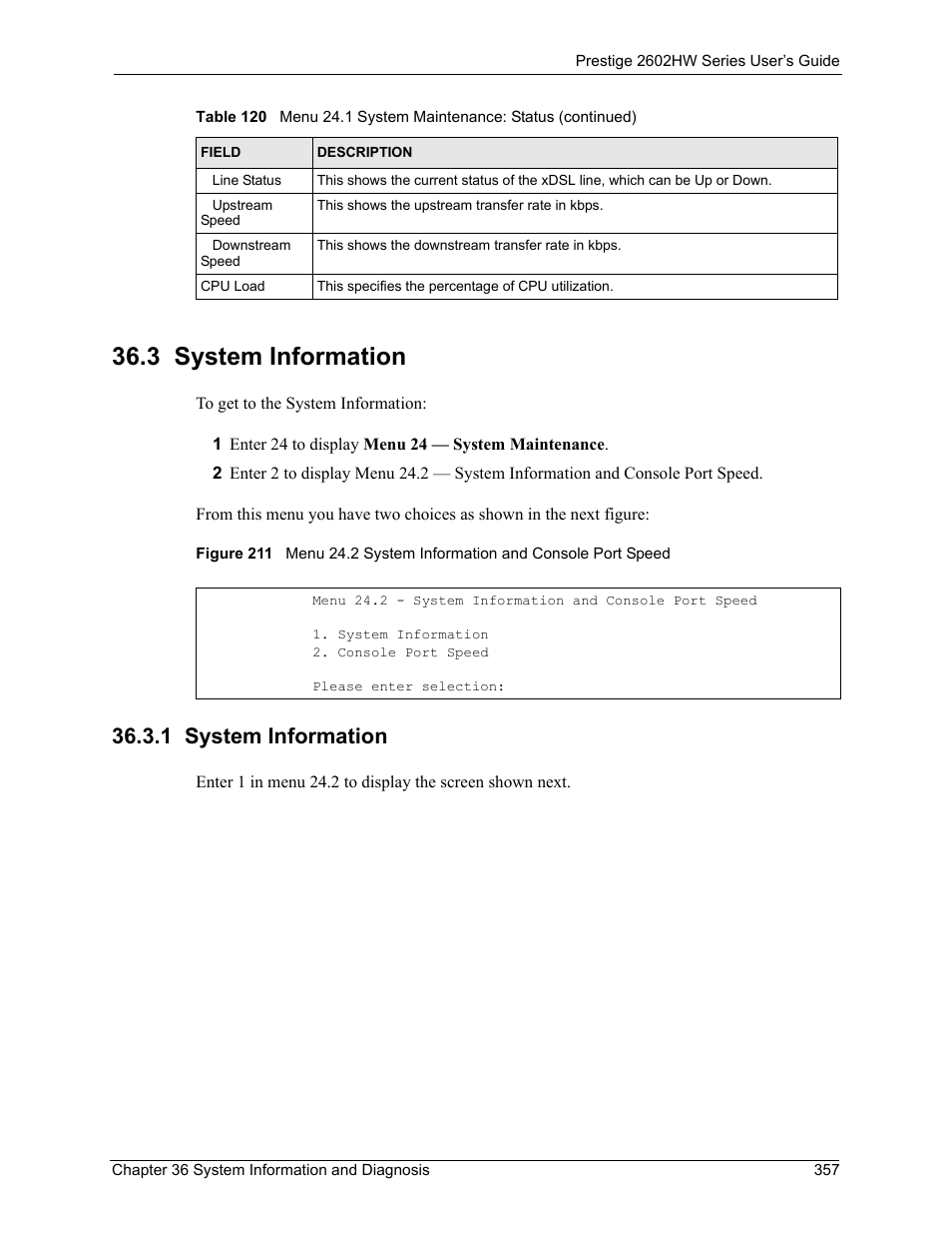 3 system information, 1 system information | ZyXEL Communications ADSL VoIP IAD with 802.11g Wireless 2602HW Series User Manual | Page 357 / 519