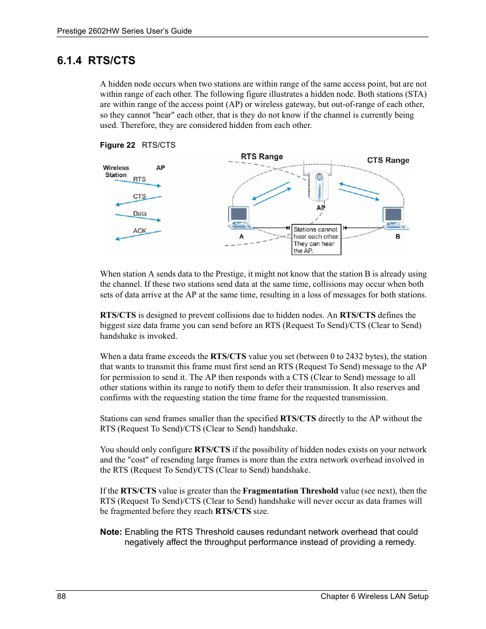 4 rts/cts, Figure 22 rts/cts | ZyXEL Communications ADSL VoIP IAD with 802.11g Wireless 2602HW Series User Manual | Page 88 / 519