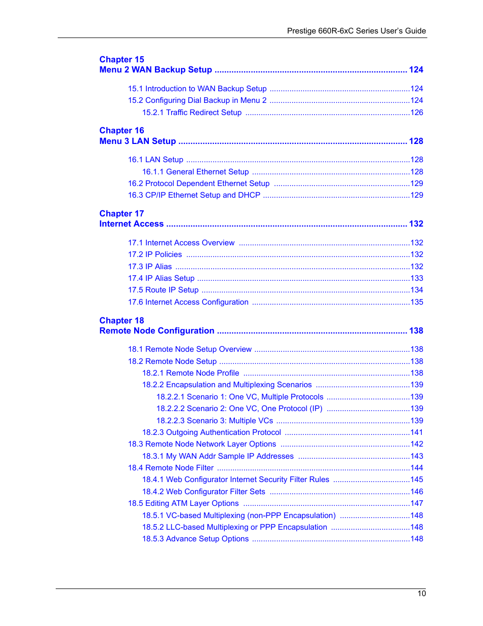 ZyXEL Communications ADSL/ADSL2/ADSL2+ Router 660R-6xC Series User Manual | Page 11 / 282
