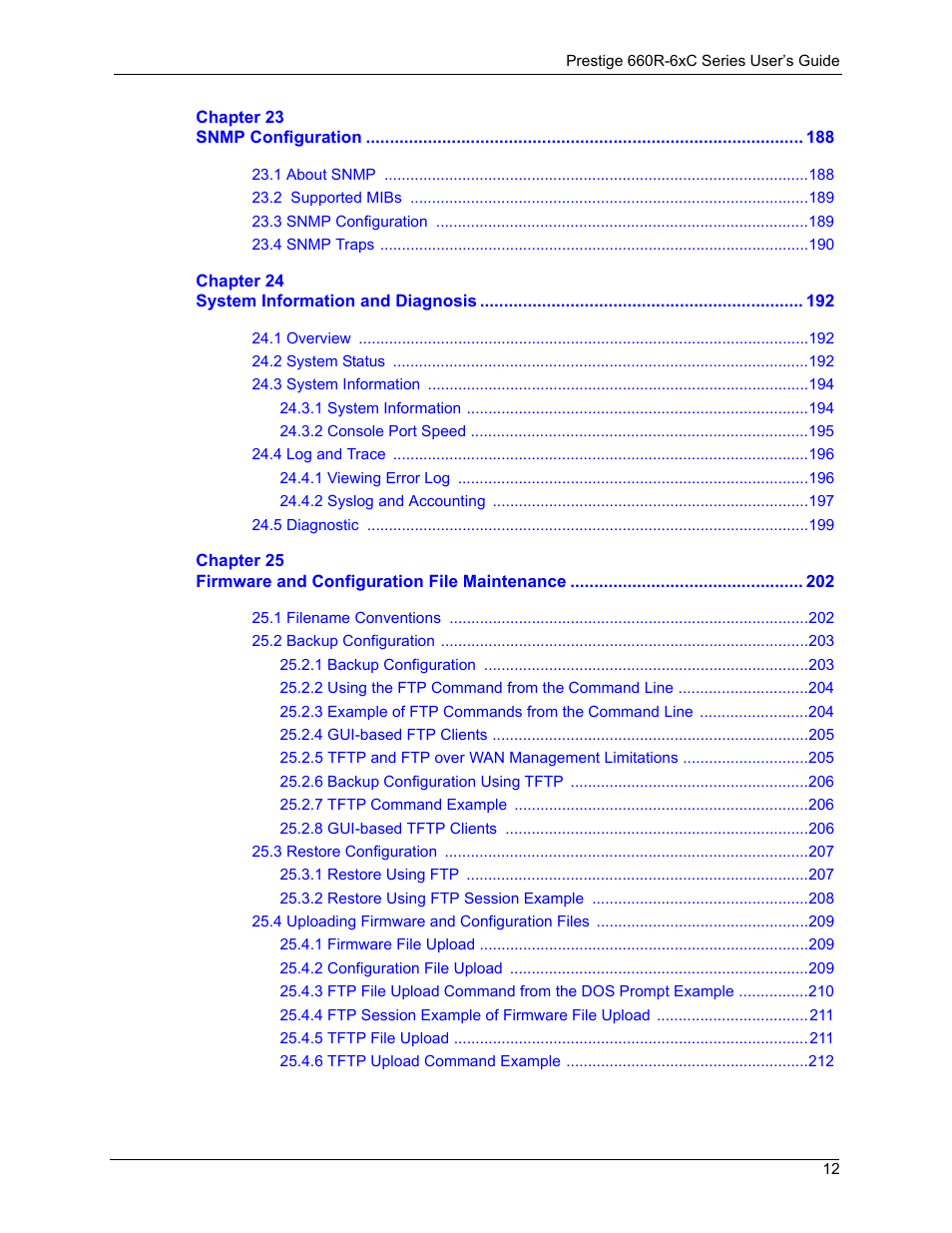 ZyXEL Communications ADSL/ADSL2/ADSL2+ Router 660R-6xC Series User Manual | Page 13 / 282