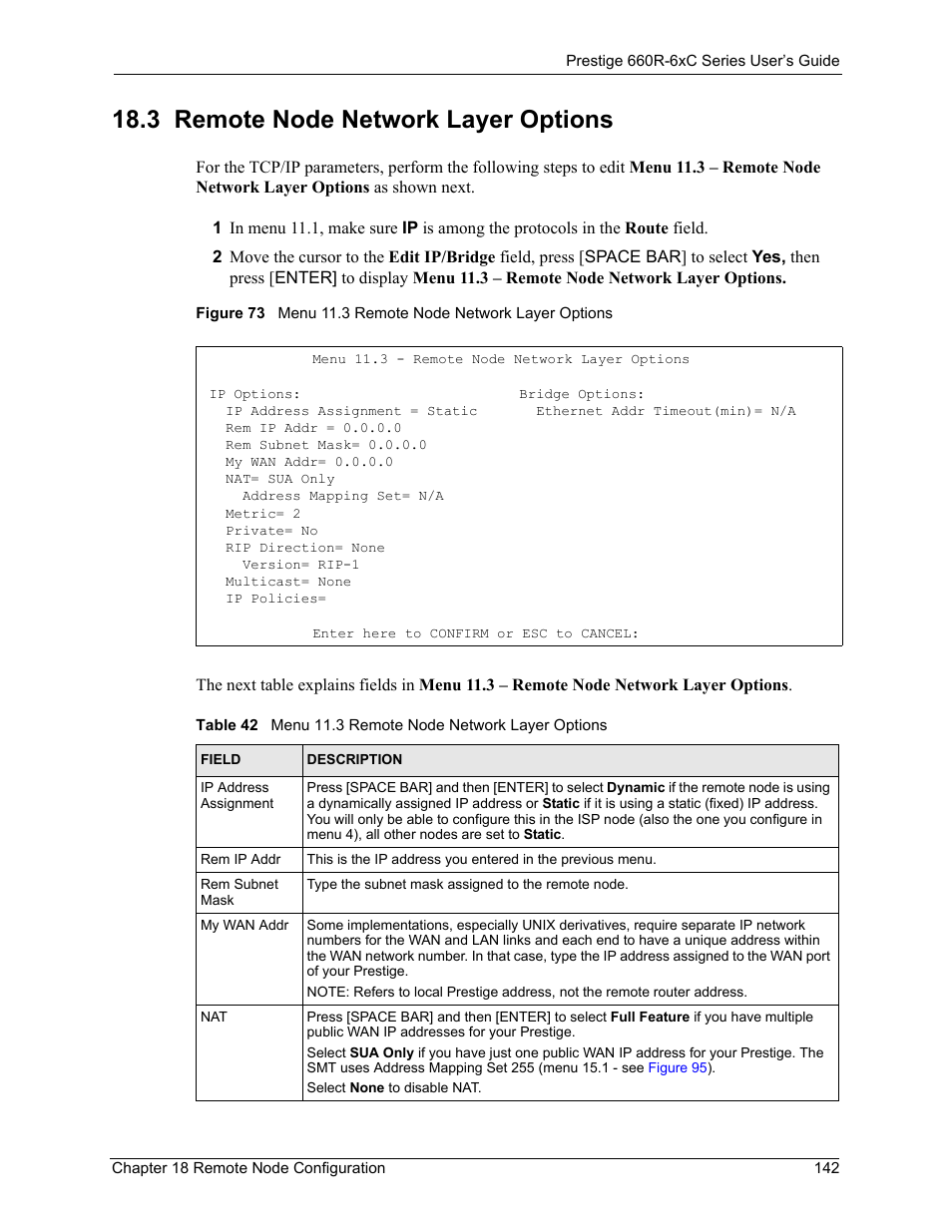 3 remote node network layer options | ZyXEL Communications ADSL/ADSL2/ADSL2+ Router 660R-6xC Series User Manual | Page 143 / 282