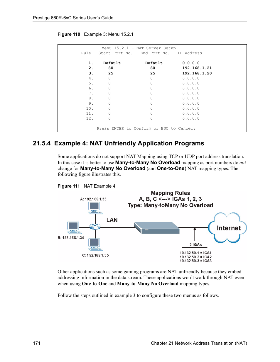 4 example 4: nat unfriendly application programs | ZyXEL Communications ADSL/ADSL2/ADSL2+ Router 660R-6xC Series User Manual | Page 172 / 282